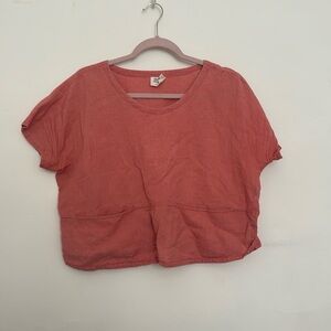 Mata Traders Dana Top size S coral linen and cotton cropped boxy top